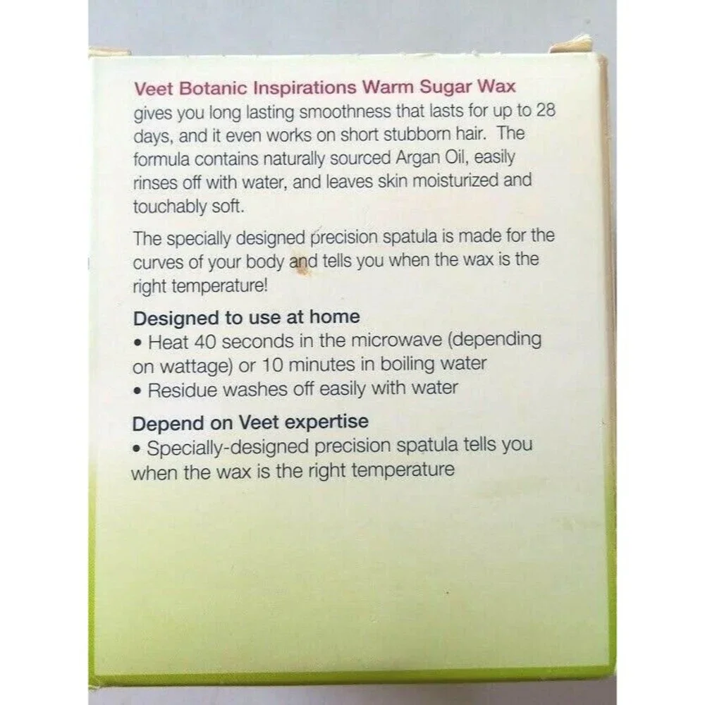 Veet Warm Sugar Wax Botanic Inspirations Sensitive Formula Kit Strips Spatula
